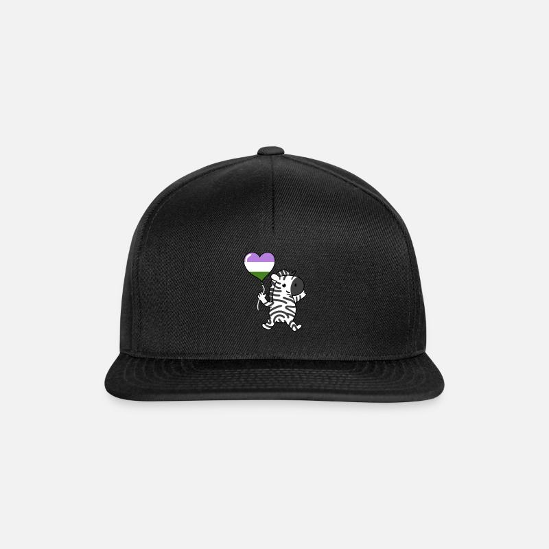 Zebra Heart Balloon Genderqueer Pride - Snapback Cap - black/black