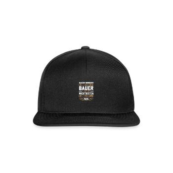 Bauer Landwirt Vater Papa Traktor Kuh Geschenk - Snapback Cap - Schwarz/Schwarz - Vorne