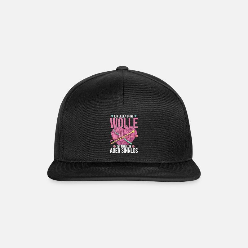 Lustiger Strickerin Wolle Spruch - Snapback Cap - Schwarz/Schwarz