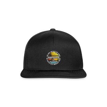 Lustiges Bademeister Spruch Outfit - Snapback Cap - Schwarz/Schwarz - Vorne