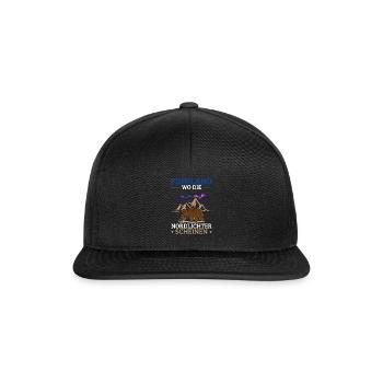 Finnland Spruch Flagge Nordlichter - Snapback Cap - Schwarz/Schwarz - Vorne