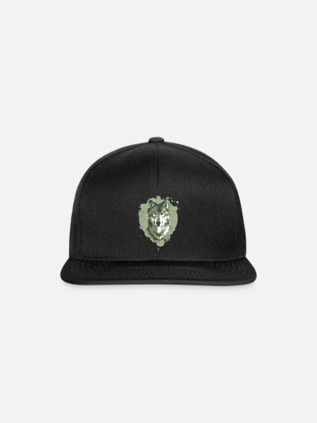 WOLF - GEOMETRIE - GRÜN - Snapback Cap - Schwarz/Schwarz