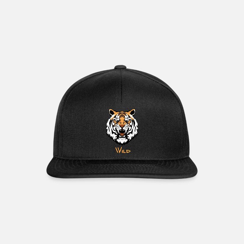 Wild Tiger - Powerful Predator Design - Snapback Cap - black/black