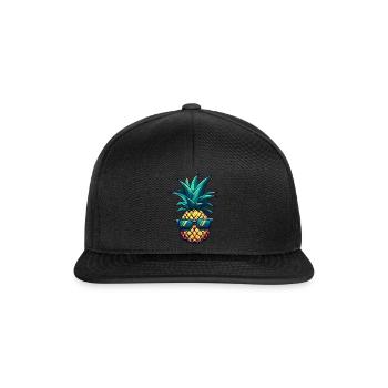 Cooler Ananas-Hingucker: Südfrucht mit Stil - Snapback Cap - Schwarz/Schwarz - Vorne