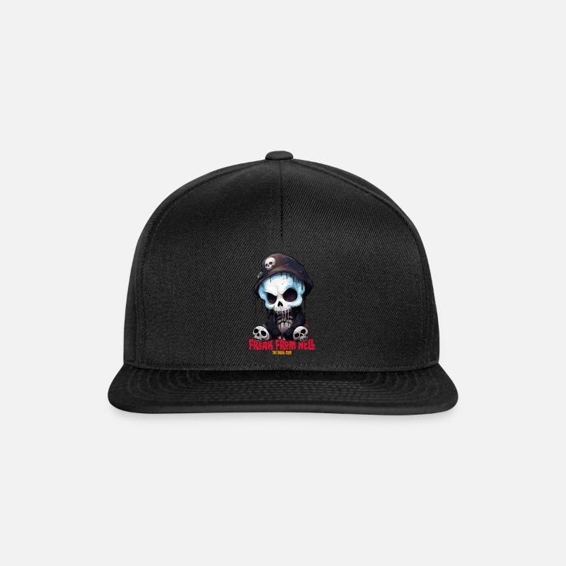 FREAK FROM HELL - Skull Totenkopf - Snapback Cap - Schwarz/Schwarz