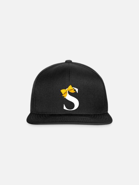 Buchstabe s gelbe Schleife - Snapback Cap - Schwarz/Schwarz