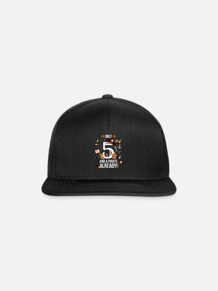 5. Geburtstag Junge "Nur 5 und ein Pirat bereits" - Snapback Cap - Schwarz/Schwarz