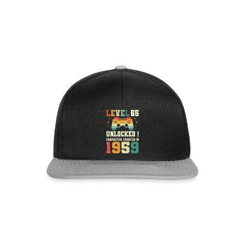 Level 65 Birthday Gamer 65 Years - Snapback Cap - black/grey - Front