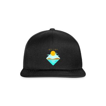 Stay calm sun sea beach island water lake - Snapback Cap - black/black - Front