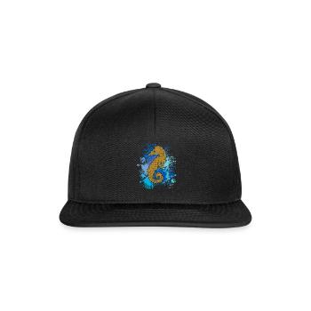 Seepferd | Seepferdchen | Hippocampus - Snapback Cap - Schwarz/Schwarz - Vorne