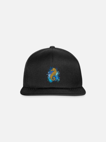 Seepferd | Seepferdchen | Hippocampus - Snapback Cap - Schwarz/Schwarz