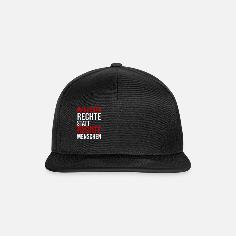 Menschenrechte statt rechte Menschen - Snapback Cap - Schwarz/Schwarz