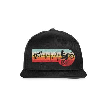 Motorcycle Heartbeat Motocross Enduro Biker ECG - Snapback Cap - black/black - Front