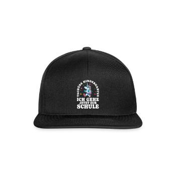 Einschulung Einhorn Tschüss Kindergarten - Snapback Cap - Schwarz/Schwarz - Vorne