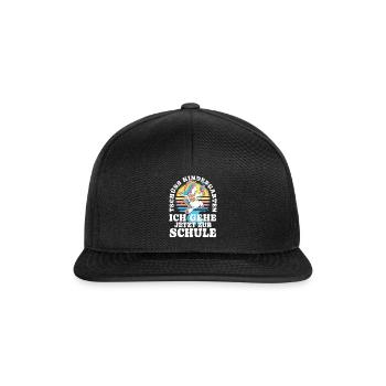 Einschulung Einhorn Tschüss Kindergarten - Snapback Cap - Schwarz/Schwarz - Vorne