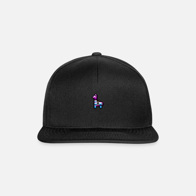 Lama Pixelart Geschenk - Snapback Cap - Schwarz/Schwarz