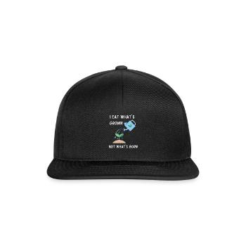 Vegan Design eat whats grown - Snapback Cap - Schwarz/Schwarz - Vorne