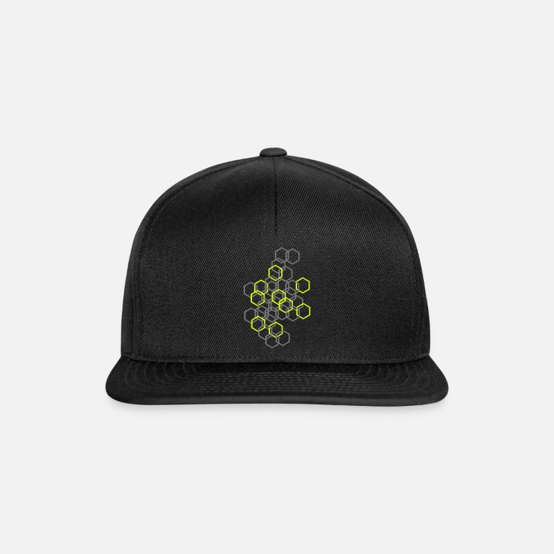 Hexagon Muster - Snapback Cap - Schwarz/Schwarz