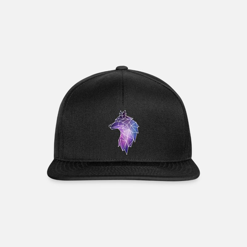 Geometrischer Wolf | Low Poly Galaxie Wolfsrudel - Snapback Cap - Schwarz/Schwarz