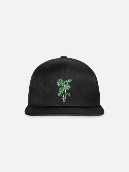 Monstera Pflanze Hobbygärtner Vintage Retro Plant - Snapback Cap - Schwarz/Schwarz