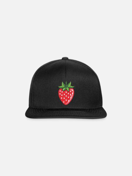 Erdbeere - Snapback Cap - Schwarz/Schwarz