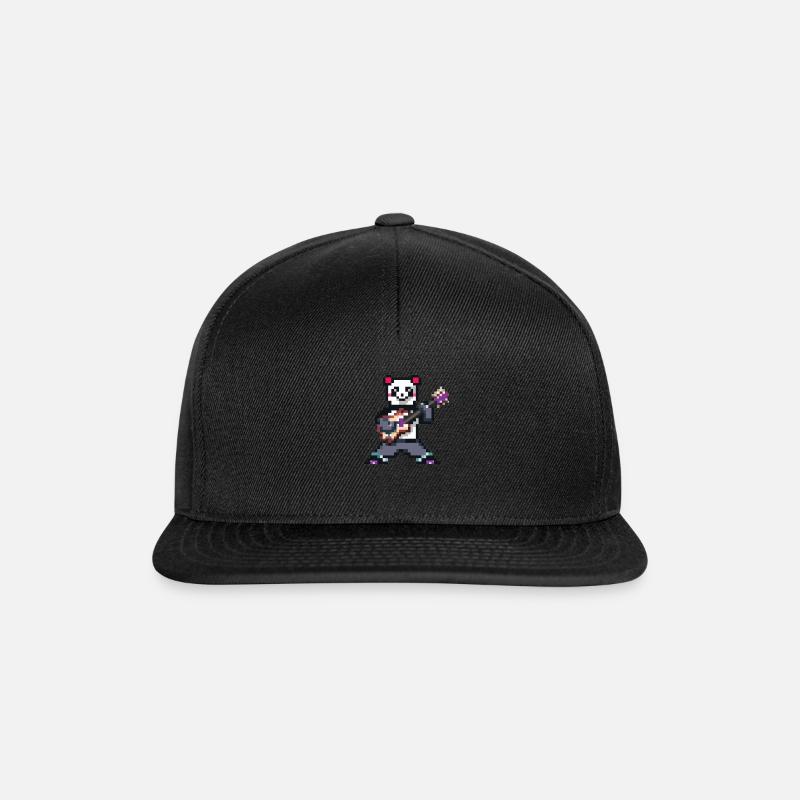 panda playing guitar pixel - Snapback Cap - Schwarz/Schwarz