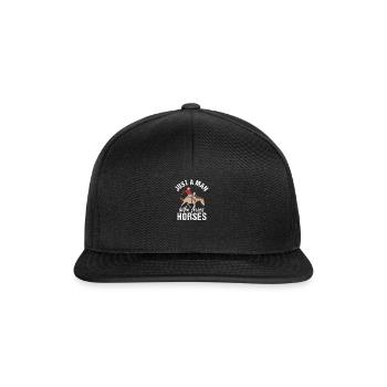 Pferde Horses Pony Stallion Vintage Reiter Spruch - Snapback Cap - Schwarz/Schwarz - Vorne