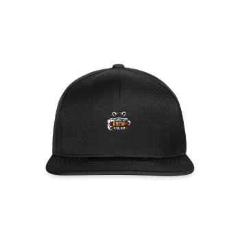 Kaffee Coffee Koffein Vintage Cafe Sprüche - Snapback Cap - Schwarz/Schwarz - Vorne