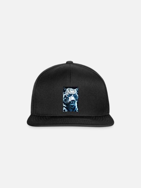 Schneeleopard | Leopard | Raubtier - Snapback Cap - Schwarz/Schwarz