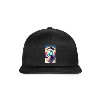Pferd | reiten | Tier | Reittier | Bunt - Snapback Cap - Schwarz/Schwarz - Vorne