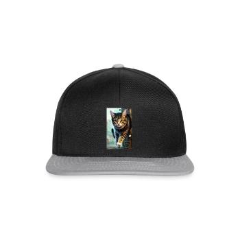 Katze | Haustier | Katzenfan | niedlich | Kätzchen - Snapback Cap - Schwarz/Grau - Vorne