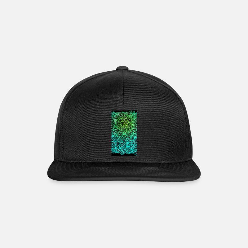 Psychedelic swirl geometric wave pattern - Snapback Cap - black/black