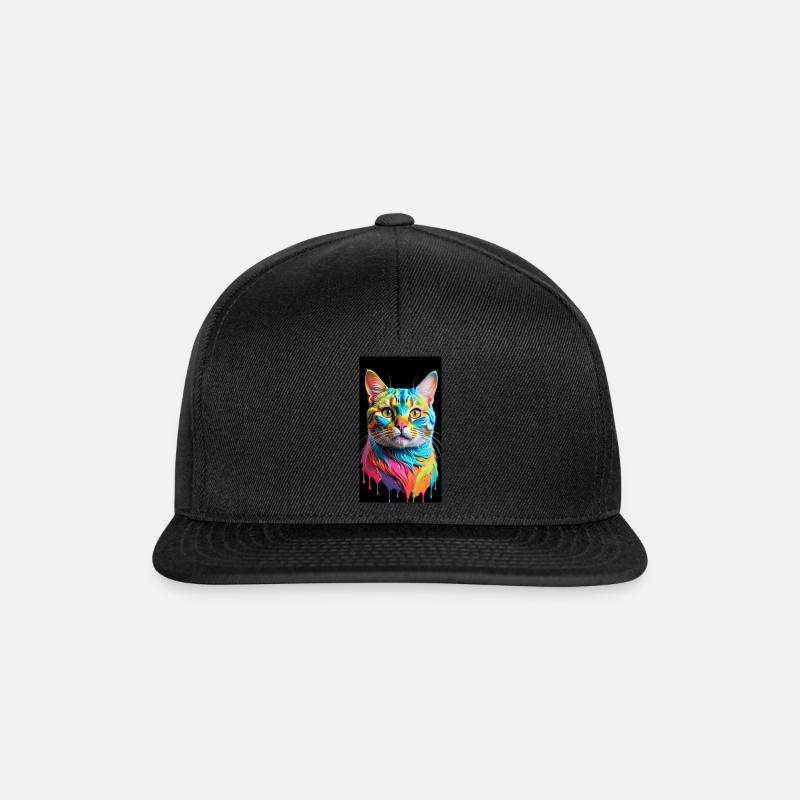 Colorfull Cat Front - Snapback Cap - Schwarz/Schwarz