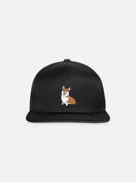 Lustiger Cooler Niedlicher Hund Welsh Corgi - Snapback Cap - Schwarz/Schwarz