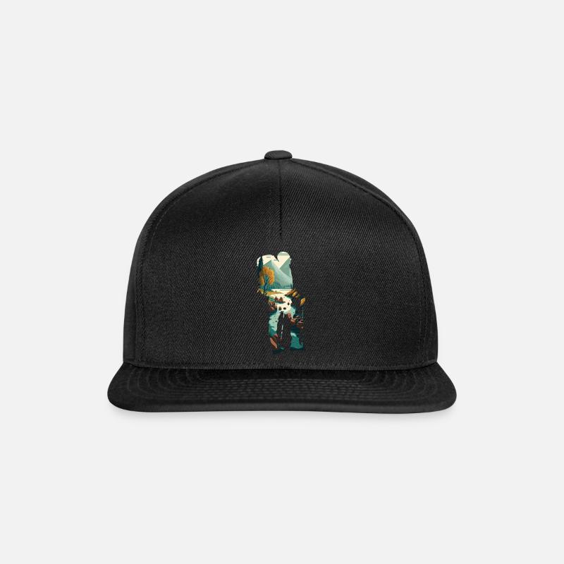 Wanderausflug Outdoor Abenteuerurlaub - Snapback Cap - Schwarz/Schwarz