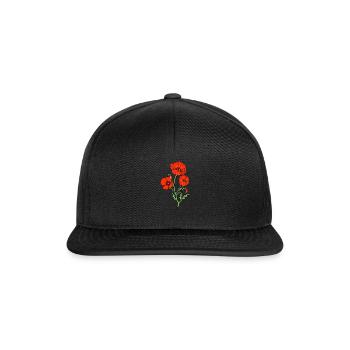 Mohnblume - Snapback Cap - Schwarz/Schwarz - Vorne