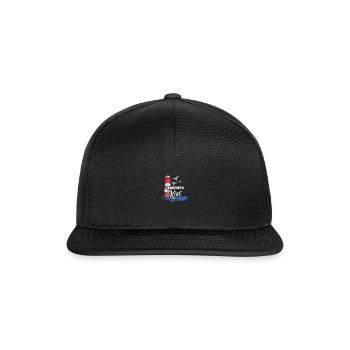 Kiel Heimathafen Hafenstadt Möwe Leuchtturm Ostsee - Snapback Cap - Schwarz/Schwarz - Vorne