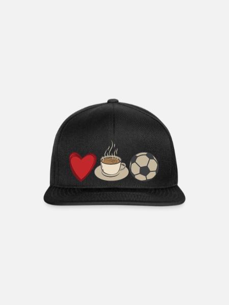 Liebe Kaffee Fußball Leidenschaft Fan Spieler WM - Snapback Cap - Schwarz/Schwarz