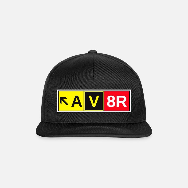 Aviator AV8R Sign Pilot Air Crew Privatpilot PPL - Snapback Cap - Schwarz/Schwarz