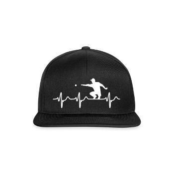 Heartbeat Petanque Spieler Boccia Boule Herzschlag - Snapback Cap - Schwarz/Schwarz - Vorne