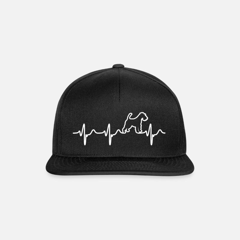 Drahthaar Foxterrier Herzschlag Herzfrequenz EKG - Snapback Cap - Schwarz/Schwarz