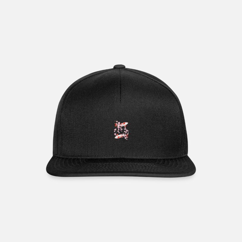 Japanische Koi Karpfen Sakura Kirschblüten - Snapback Cap - Schwarz/Schwarz