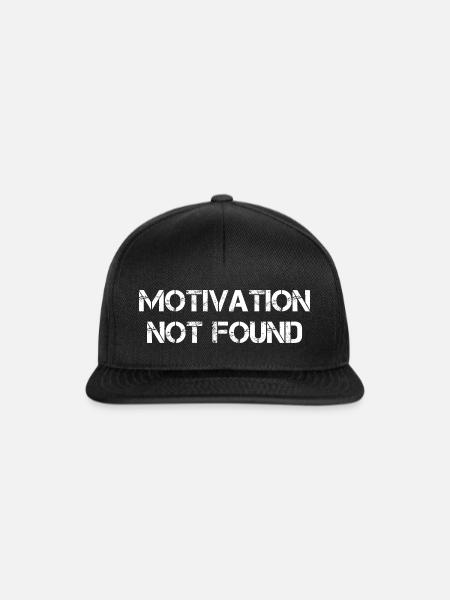 Motivation Not Found - Snapback Cap - Schwarz/Schwarz