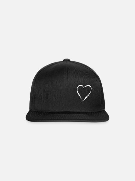 Heart - Herz weiss - Snapback Cap - Schwarz/Schwarz