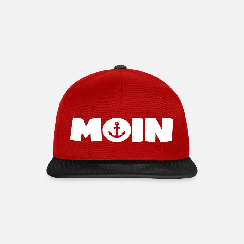 MOIN Schrift mit Anker einfarbig - Snapback Cap - Rot/Schwarz
