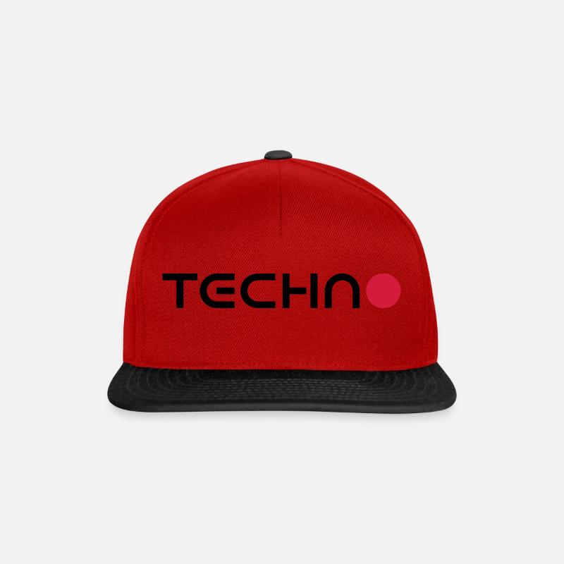 techno,techno und techno - Snapback Cap - Rot/Schwarz