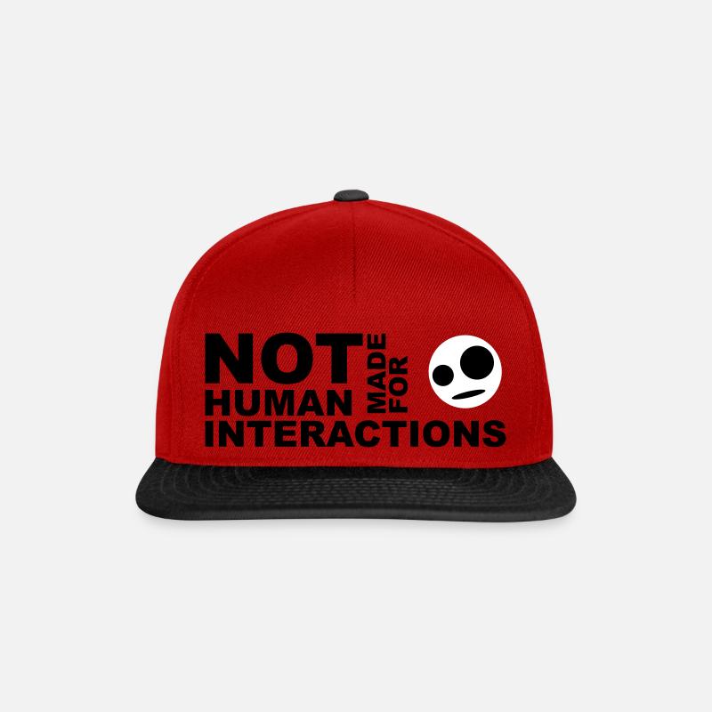 not made for human interactions + head - Snapback Cap - red/black