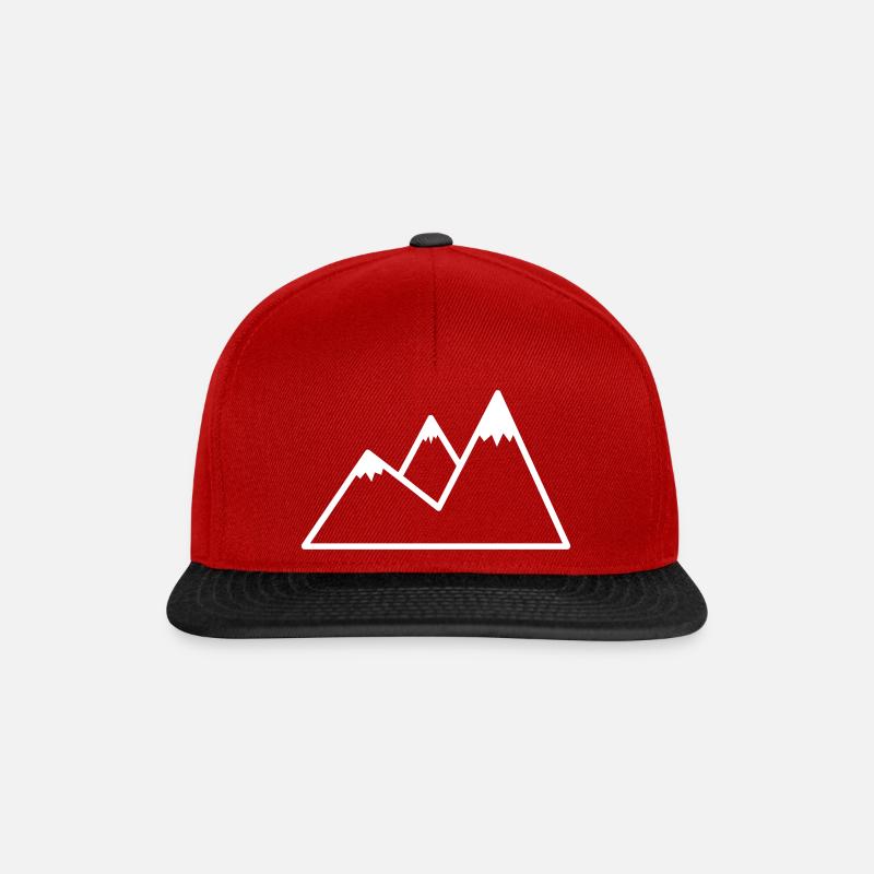Mountains Mountains Peaks Alpine Icon Icon Sign - Snapback Cap - red/black