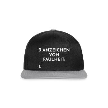 3 Anzeichen von Faulheit - Snapback Cap - Schwarz/Grau - Vorne