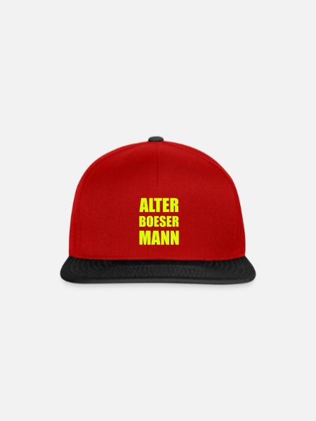Witziges Design "ALTER BOESER MANN" - Snapback Cap - Rot/Schwarz